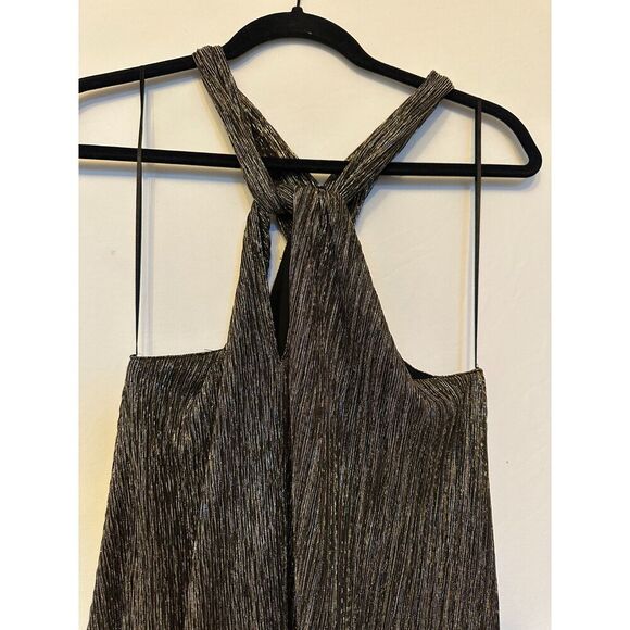 ASTR The Label Metallic Sleeveless Shift Twist Front Party Mini Dress Size M - Picture 3 of 5